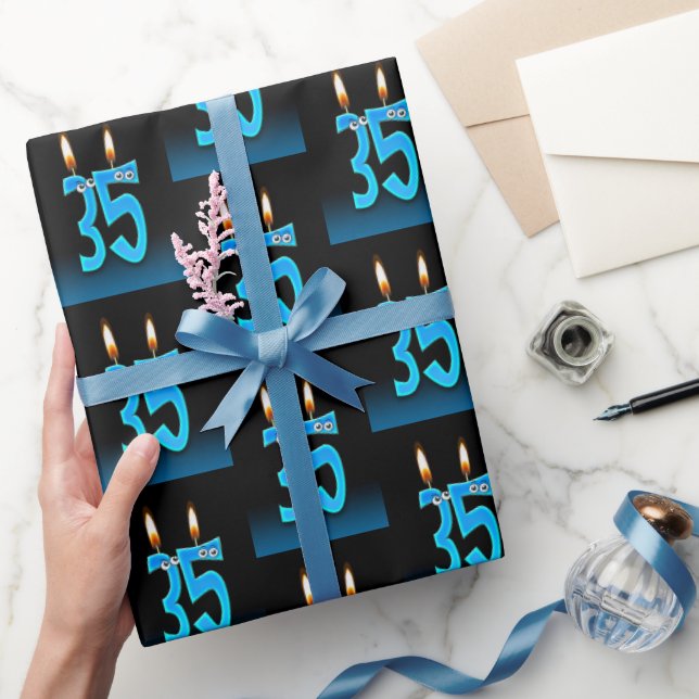 35e Birthday Candles med Eyebullar Presentpapper (Gifting)