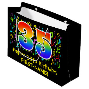 35e Birthday - Colorful Music Symbols, Rainbow 35