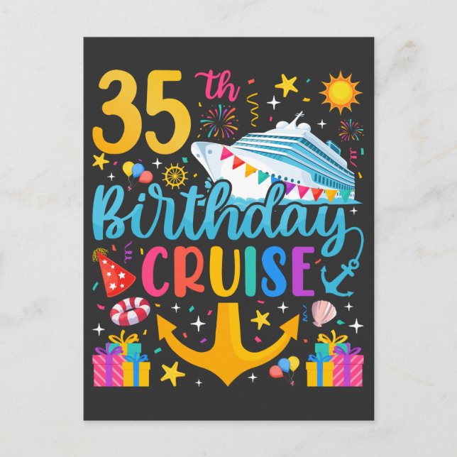 35e Birthday Cruise B Day Party Vykort (Framsida)