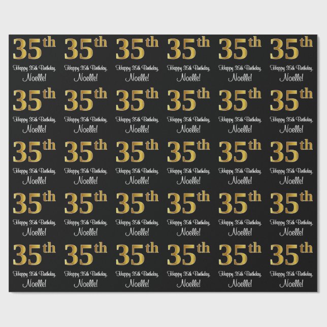 35e Birthday: Elegant Luxurious Faux Guld look # Presentpapper (Platt)