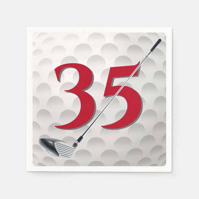 35e Birthday Golf Klubb Napkins Pappersservett (Framsidan)