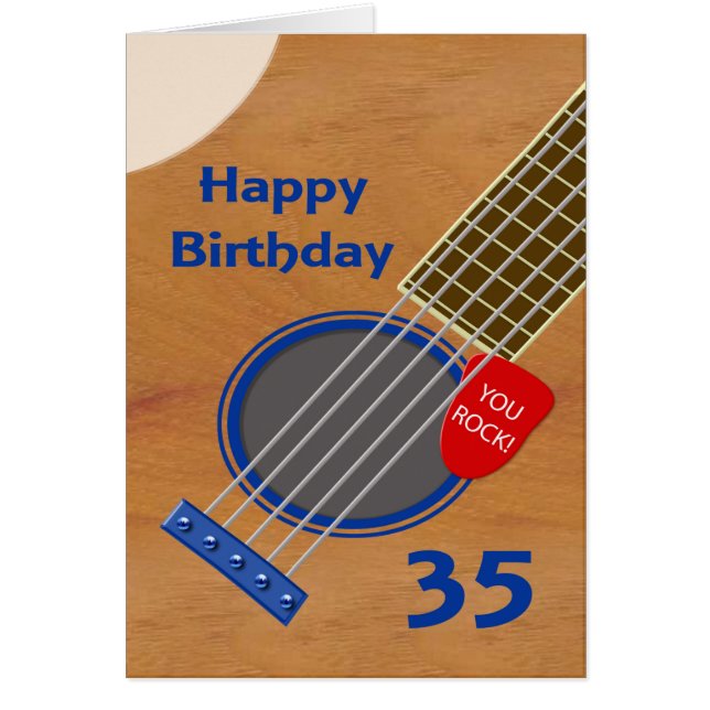 35e Birthday Guitar Player Birthday Hälsningskort (Framsidan)