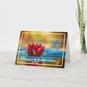 35e Birthday Jenny Red Vatten Lily Guld Ram Chic Kort