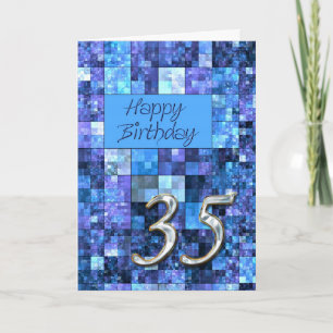 35e Birthday-kort med abstrakt-rutor. Kort