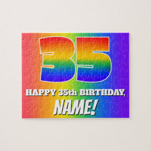35e Birthday - Multicolor Rainbow Mönster ’35 Pussel