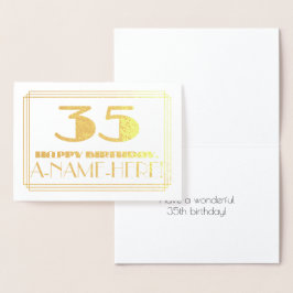 35e Birthday; Namn + Art Deco Inspired (35) Folierat Kort