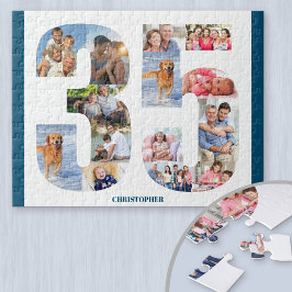 35e Birthday Photo Collage Number 35 Keepsak Pussel