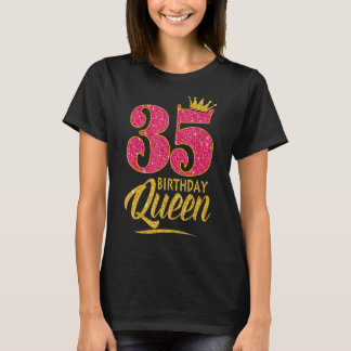 35e Birthday Queen 35 Years Old Girl Krona rosa T Shirt