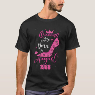 35e Birthday Queens föds i augusti 1988 T Shirt