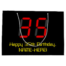 35e Birthday: Red Digital Clock Stil "35" + Namn