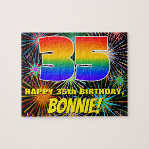 35e Birthday: Roligt, Colorful Celebratory Firewor Pussel