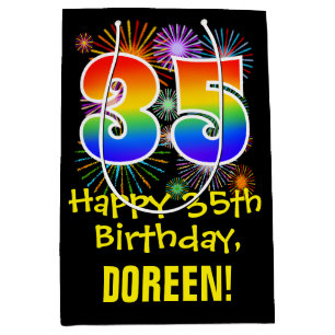 35e Birthday: Roligt Fireworks Mönster + Rainbow 3