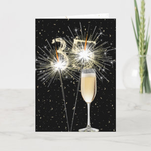 35e Birthday Sparklers with White Vin Kort