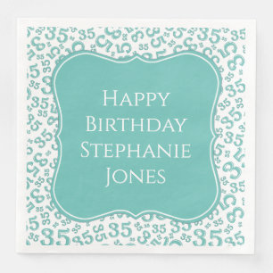 35e Birthday Teal/White Random Mönster 35 Pappersservett