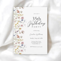 35e Birthday Watercolor Wildblommor Blommigt