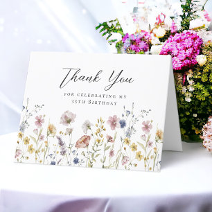 35e Birthday Wildrows Blommigt Tack Kort