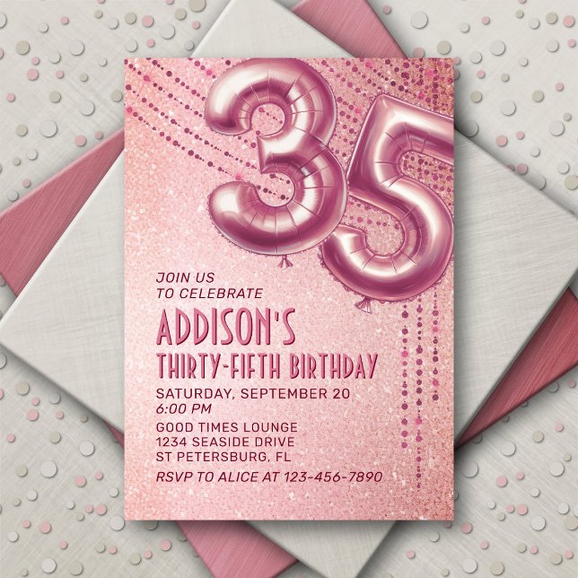 35e Birthday Womens Ro Guld Inbjudningar (Skapare uppladdad)