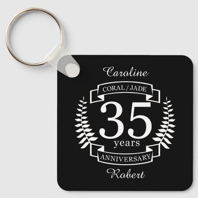 35e Bröllop ÅRSARBETSJADE/KORAL Nyckelring (Framsida)