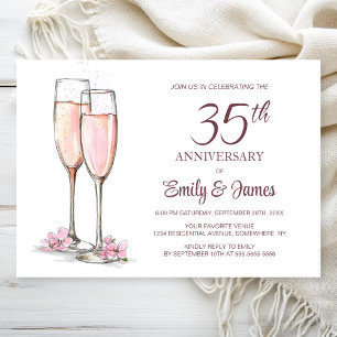 35e Bröllop-årsdag Champagne Inbjudningar