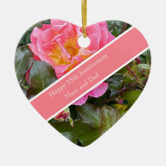 35e Bröllop-årsdagen av Coral Ro Julgransprydnad Keramik (Framsidan)