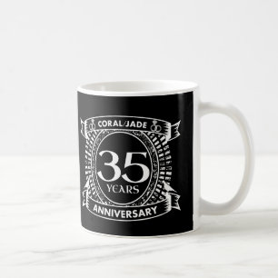 35e bröllop-årsdagen Coral Jade vapensköld Kaffemugg
