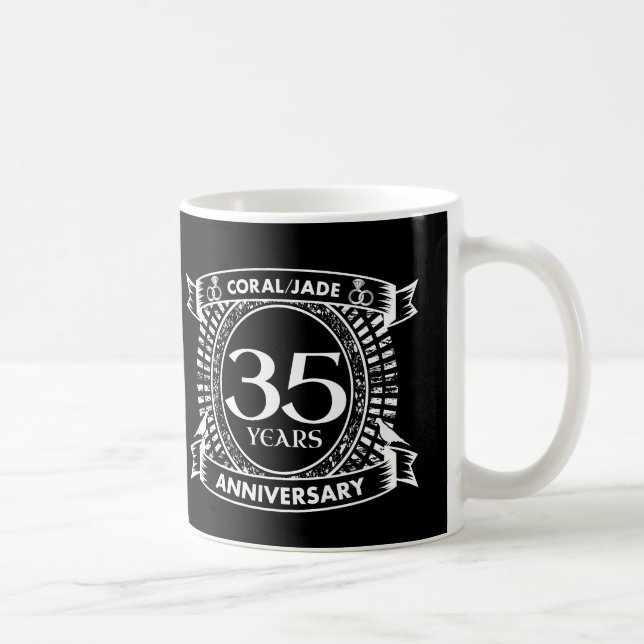 35e bröllop-årsdagen Coral Jade vapensköld Kaffemugg (Höger)