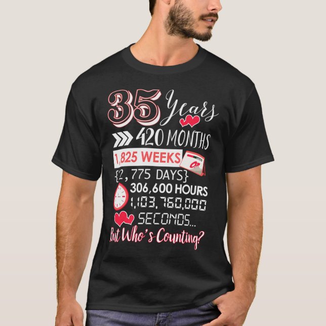 35e Bröllop-årsdagen för 35-årsdagen T Shirt (Framsida)