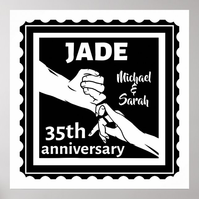 35e bröllop-årsdagen för händer poster (Framsidan)