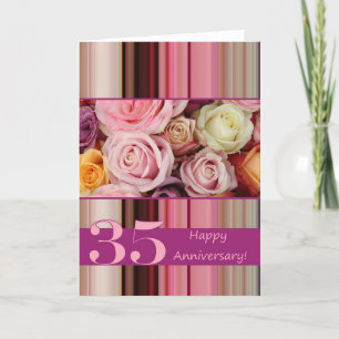35e Bröllop-årskort - Pastel ro rand Kort