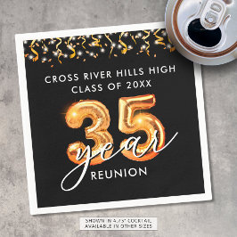 35e Class Reunion Black Orange Balloons Confetti Pappersservett