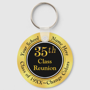 35e Class Reunion Gifts, Black and Guld Nyckelring