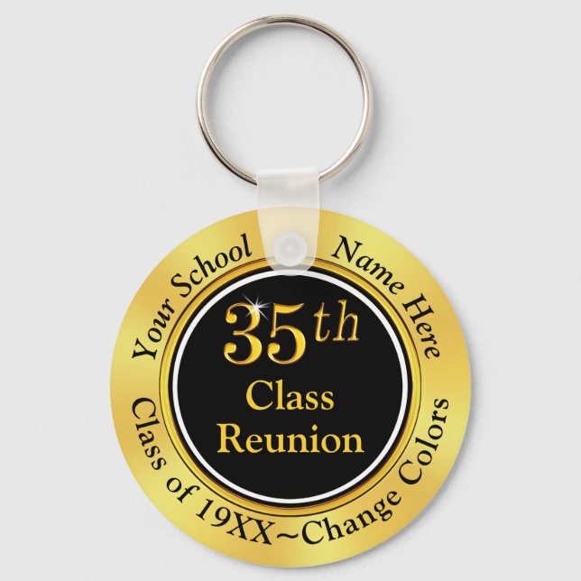 35e Class Reunion Gifts, Black and Guld Nyckelring (Framsida)