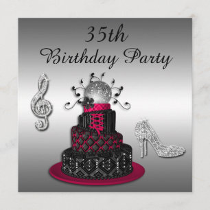 35e Djuren Disco Diva Cake and Gnistra Heels Inbjudningar