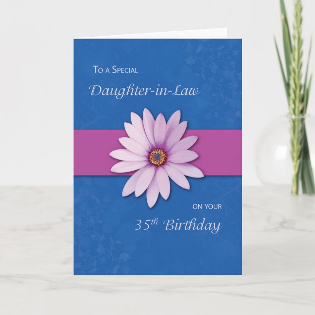 35e Dotter-in-Law Birthday Daisy Rosa Lila Kort (Framsida)