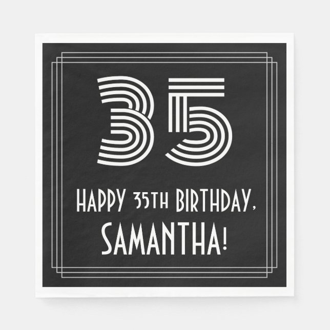 35e födelsedag: Art Deco Inspired Titta "35" + Nam Pappersservett (Framsidan)