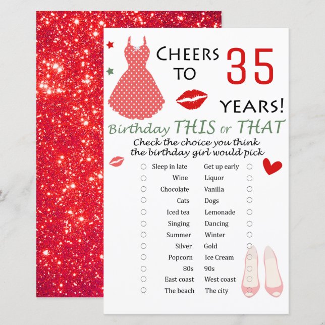 35e födelsedag det ena eller det andra spelet (Fram/baksida)