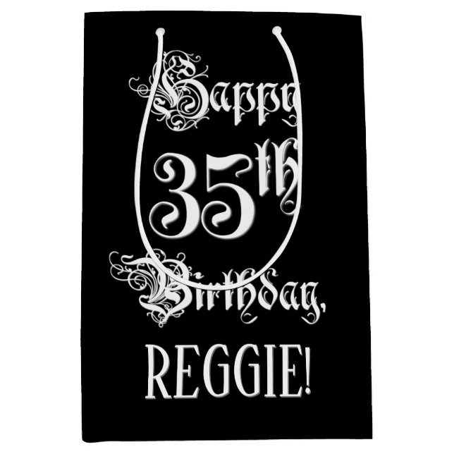 35e födelsedag: Finare, Elegant, skript + eget nam (Framsidan)