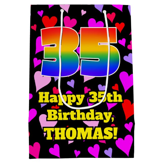 35e Födelsedag: Loving Hearts Mönster, regnbåge nr (Baksidan)