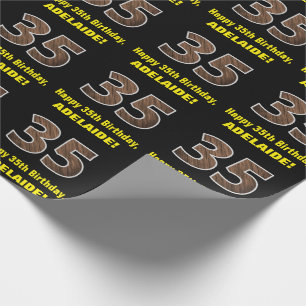 35e Födelsedag: Namn & Faux Wood Grain Mönster "35 Presentpapper