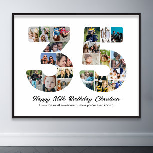 35e födelsedag nummer 35 Fotokollage-årsdag Poster