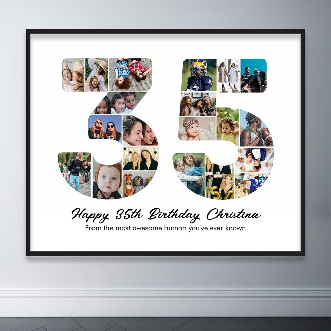 35e födelsedag nummer 35 Fotokollage-årsdag Poster (35th birthday number 35 photo collage)
