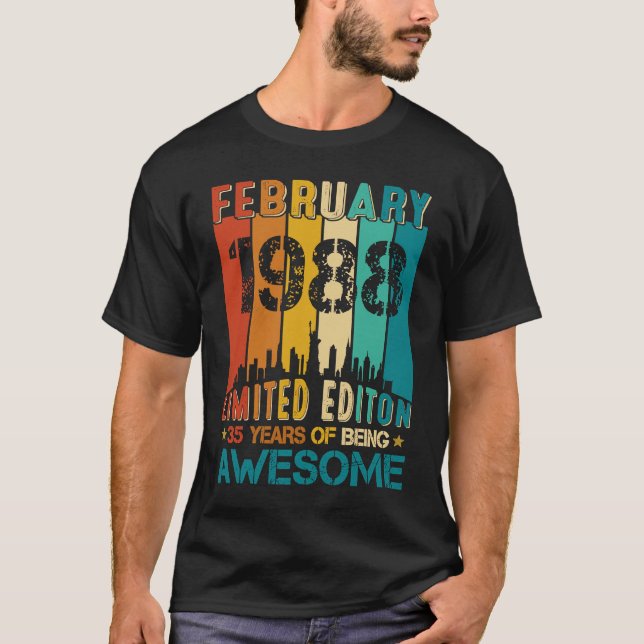 35e Födelsedagen februari 1988 35 år som Awes T Shirt (Framsida)