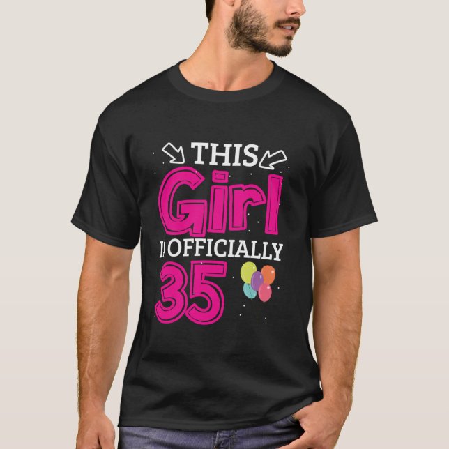 35e Födelsedagsfest Denna flicka är officiellt 35  T Shirt (Framsida)