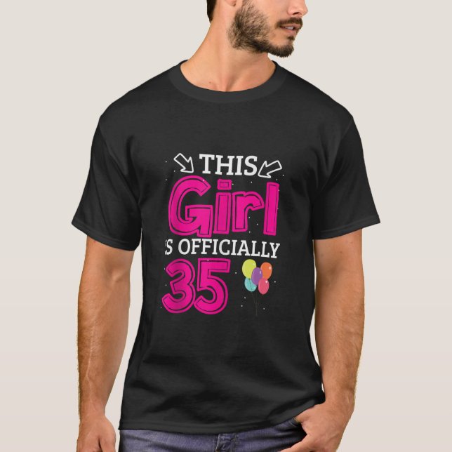35e Födelsedagsfest Denna flicka är officiellt 35  T Shirt (Framsida)