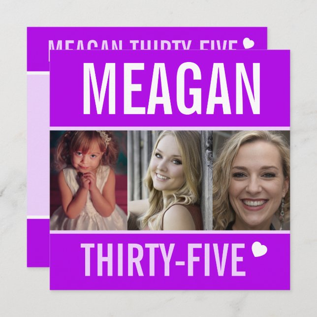 35e födelsedagsfest-händelse firande fotolila inbjudningar (Fram/baksida)