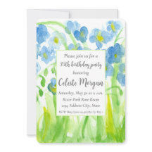 35e Födelsedagsfest inbjudan Blue Wildblommor