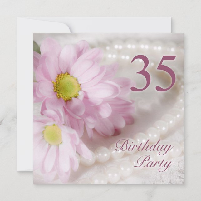 35e Födelsedagsfest inbjudan med daisy (Framsida)