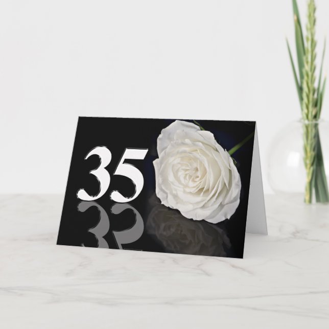 35e födelsedagskort med klassiskt vit ros kort (Framsida)