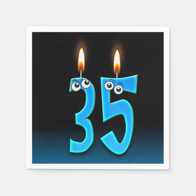35e födelsedagsljus med ögonbollar pappersservett (Framsidan)