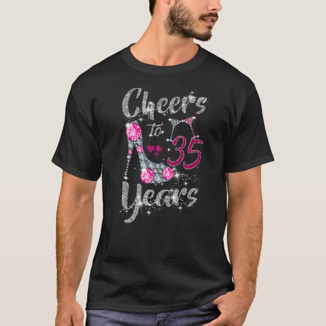 35e födelsetjänst till 35 års hög hee i Vin T Shirt (Framsida)